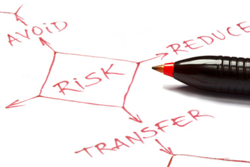 Risk management flow chart on paper